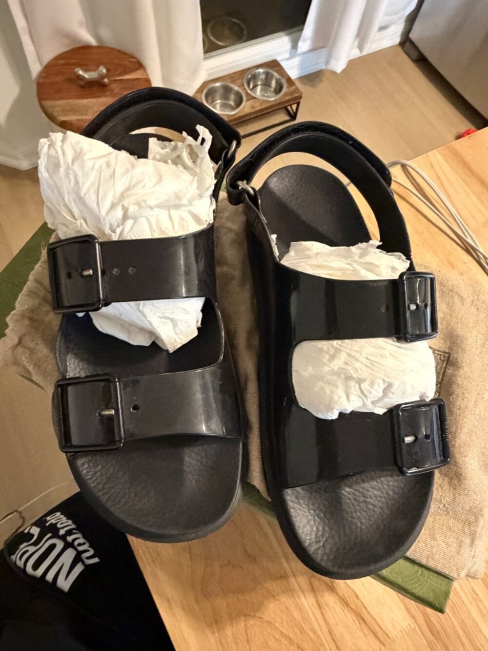 Gucci Black Rubber Double Strap Sandals | Unisex Style - Picture 2 of 5
